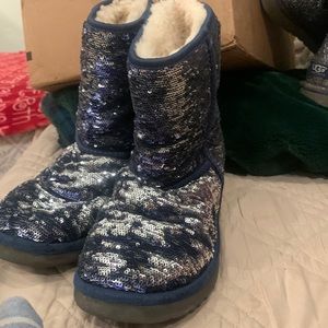 Blue sequin uggs